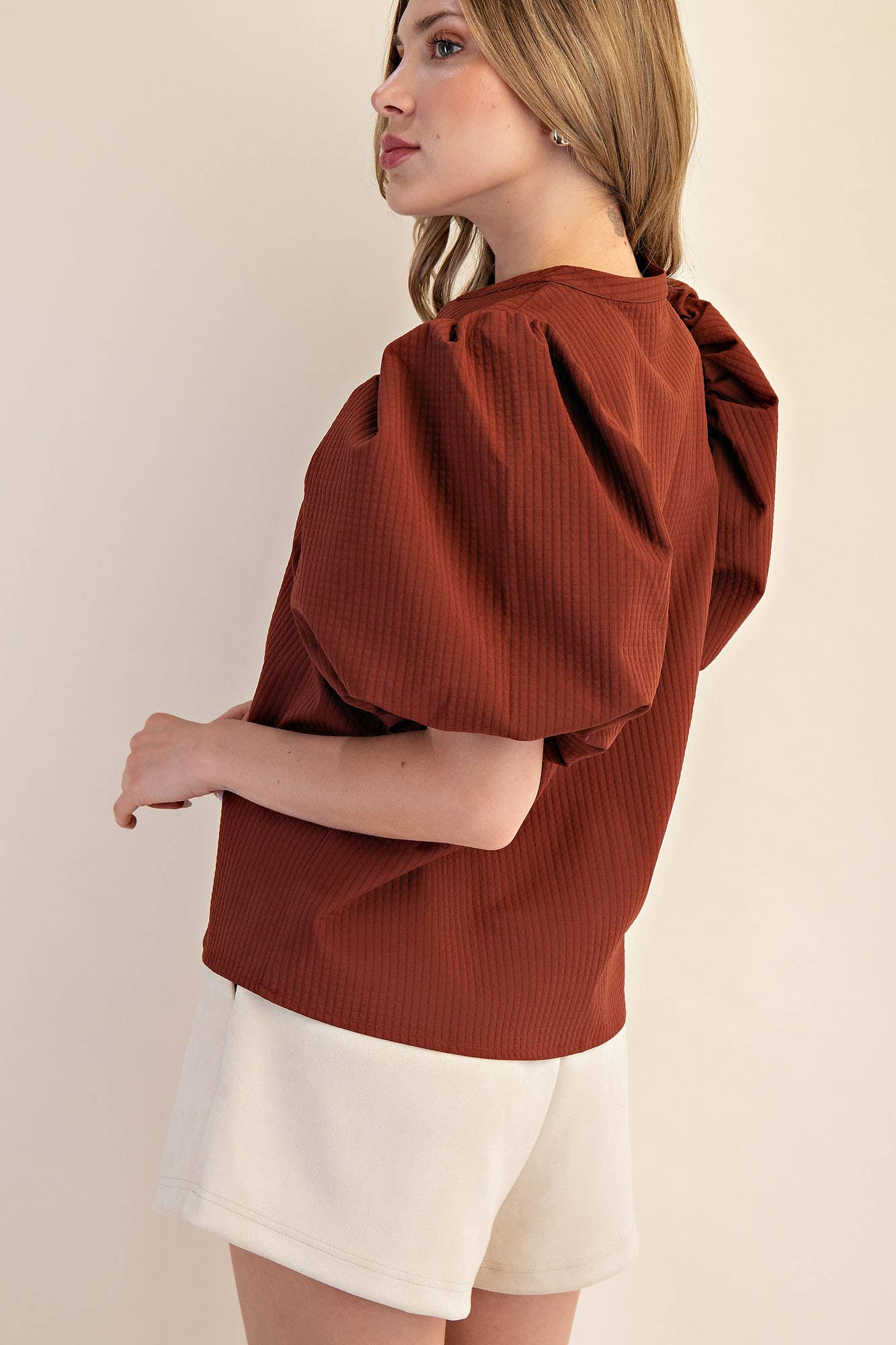 V-Neck Puff-Sleeve Top