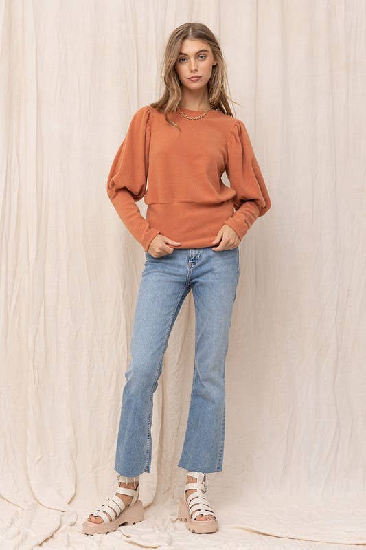 Brushed Puff Sleeve Top