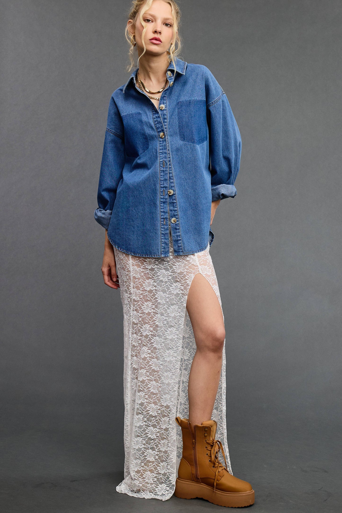 Buttoned Denim Shirt