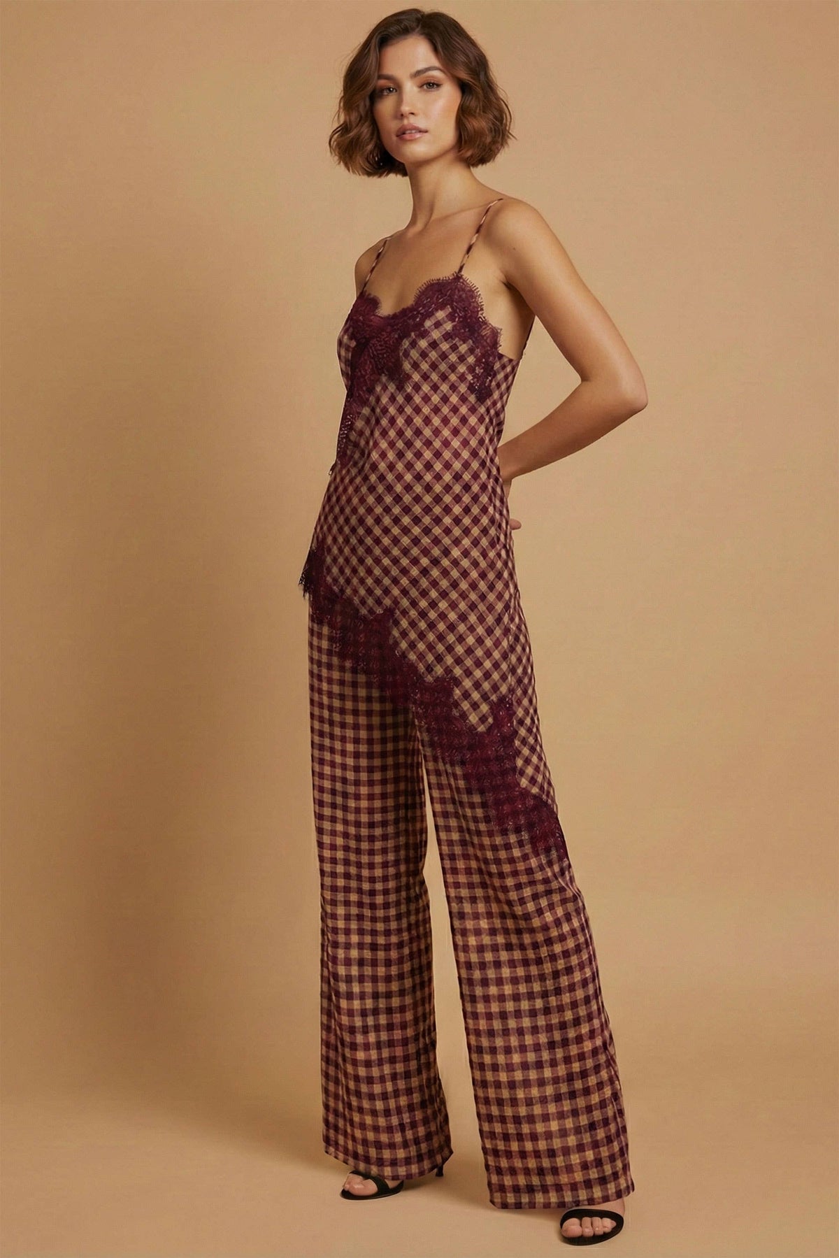 Elizabeth Gingham Lace Trim Set