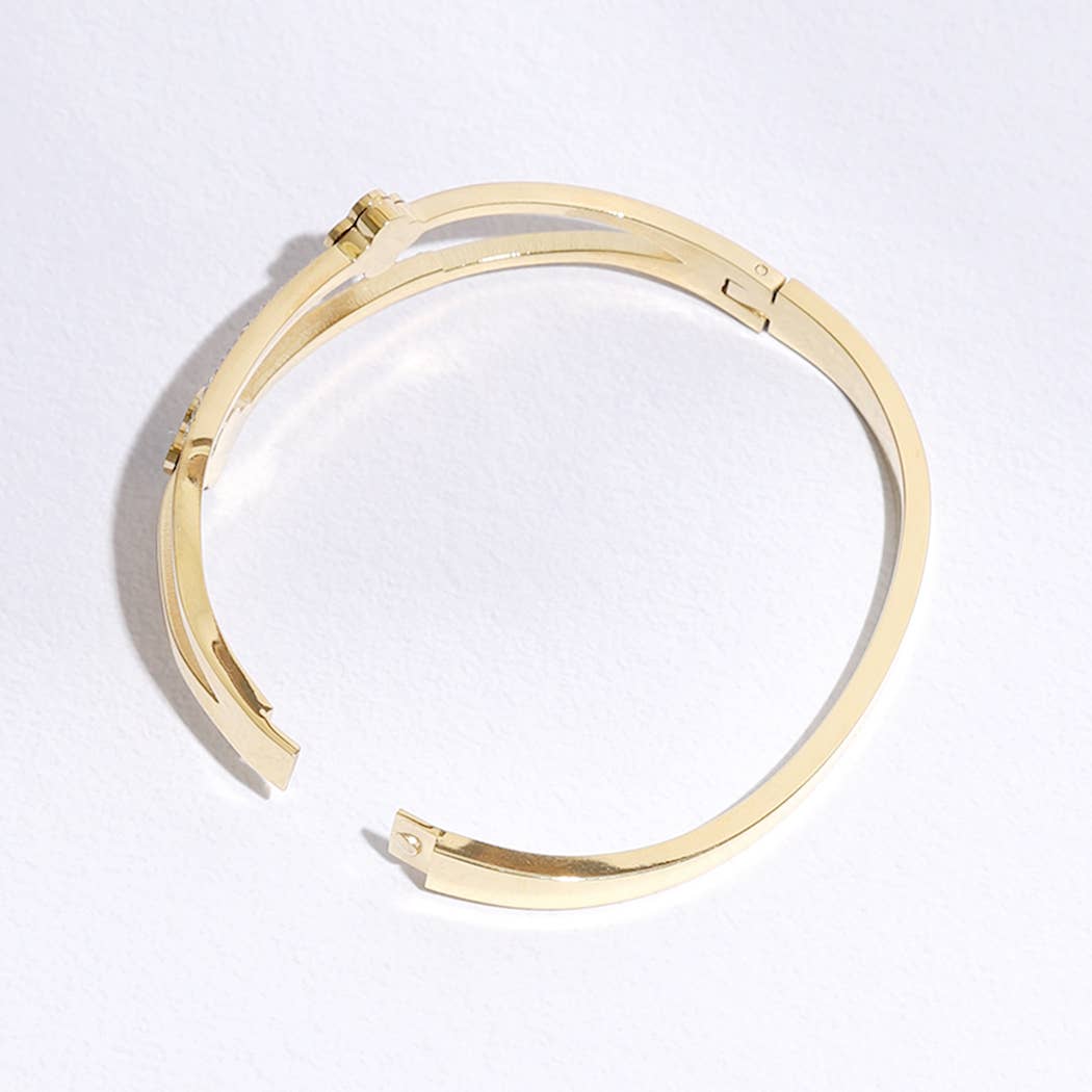 Two Tone Clover Bangle Bracelet