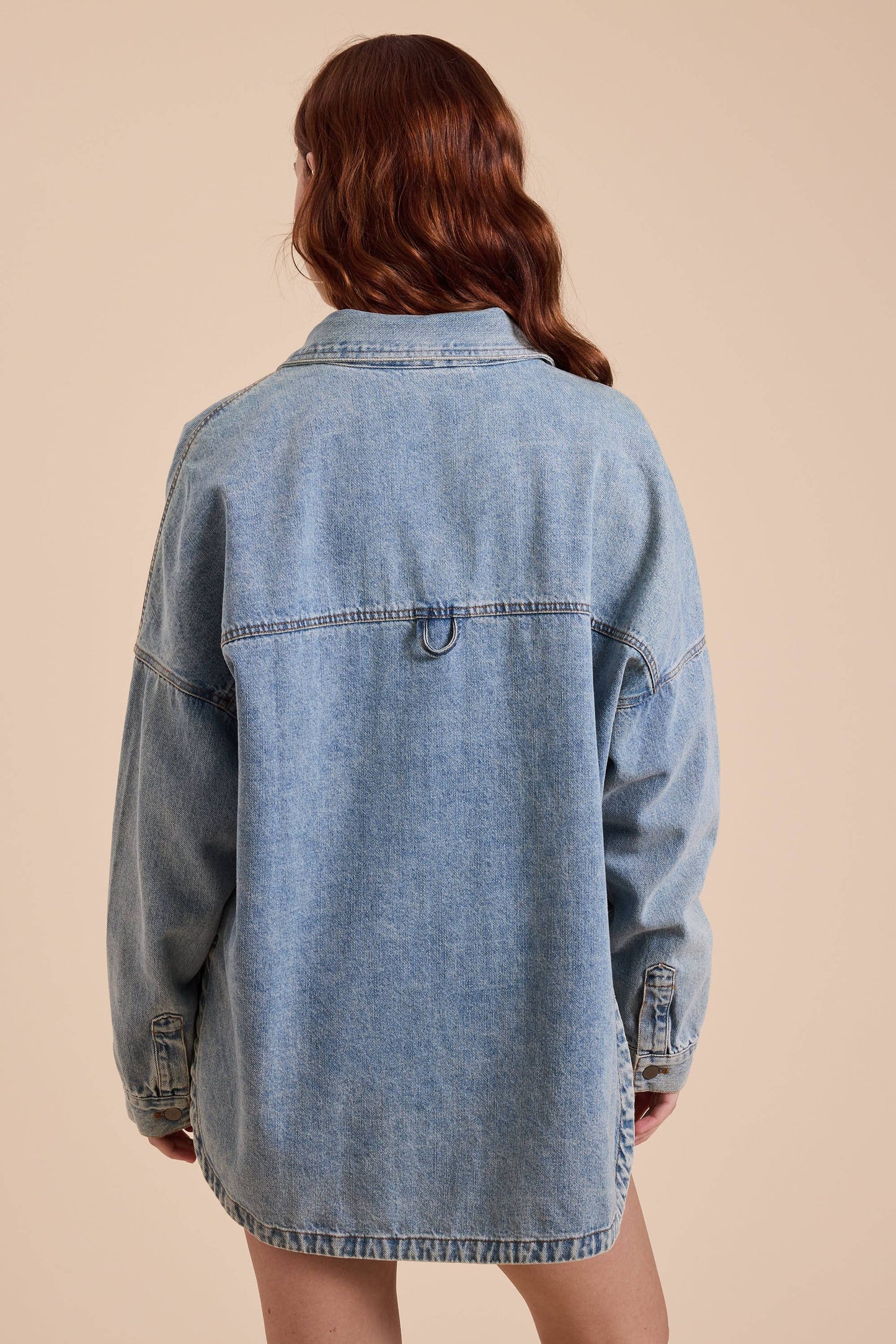 SHACKET- WASHED SNAP BUTTON DENIM