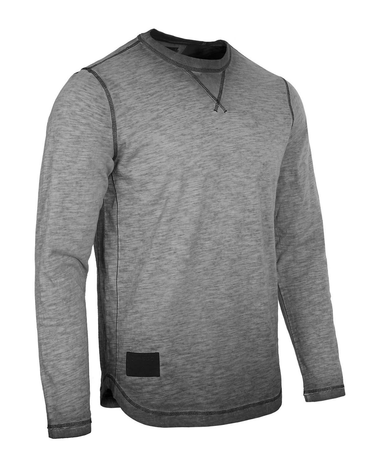 Men's Long Sleeve Crew Neck Vintage Garment Wash T-Shirt