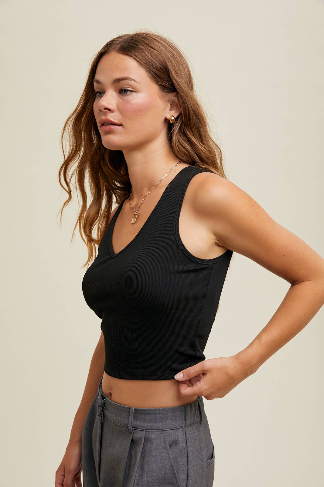 RIBBED PADDED BRA TANK TOP