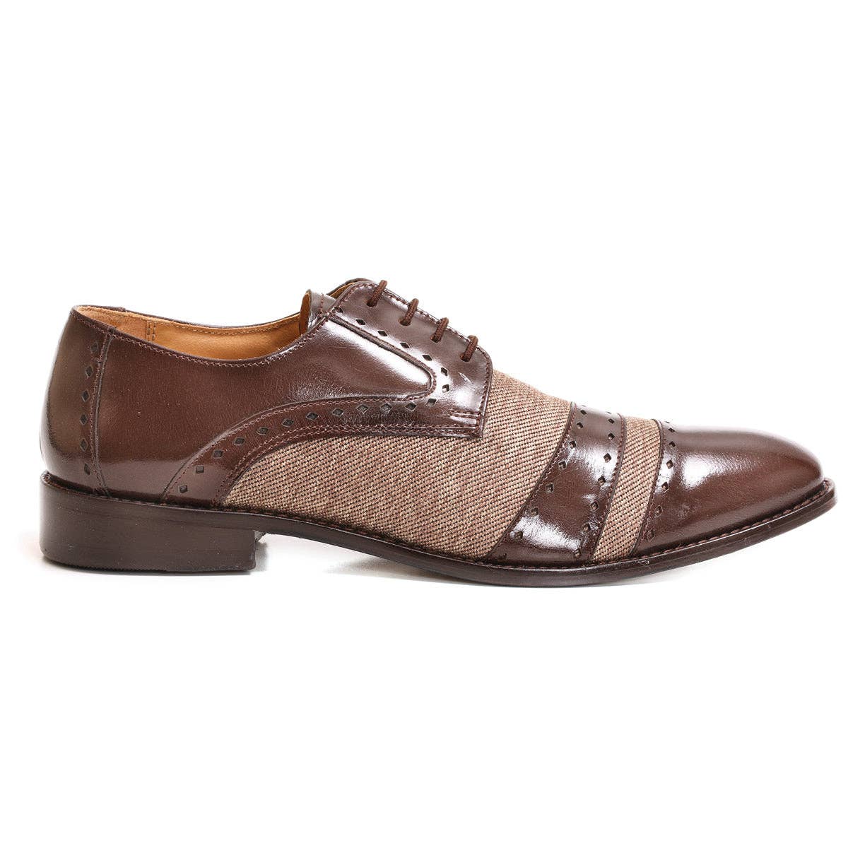 Leather Textile Derby Style Men Dress Shoes