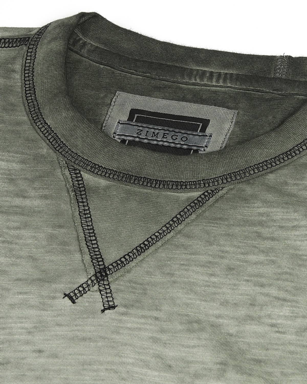 Men's Long Sleeve Crew Neck Vintage Garment Wash T-Shirt