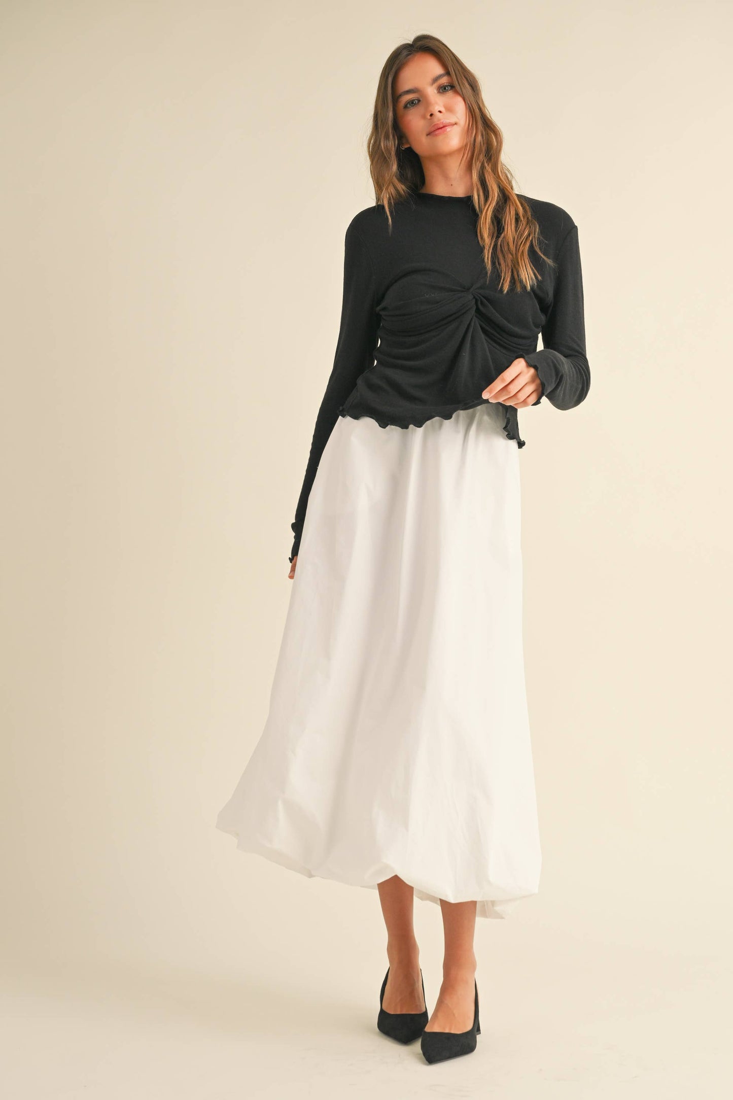 RUCHED LONG SLEEVE TOP