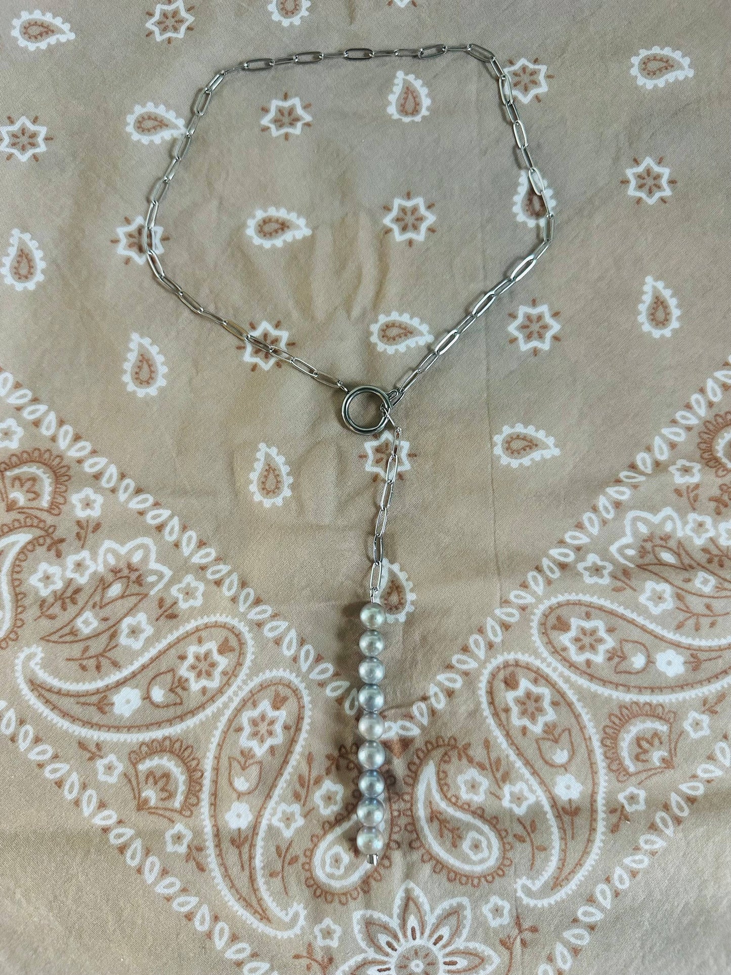 Silver Pearl Drop Necklace