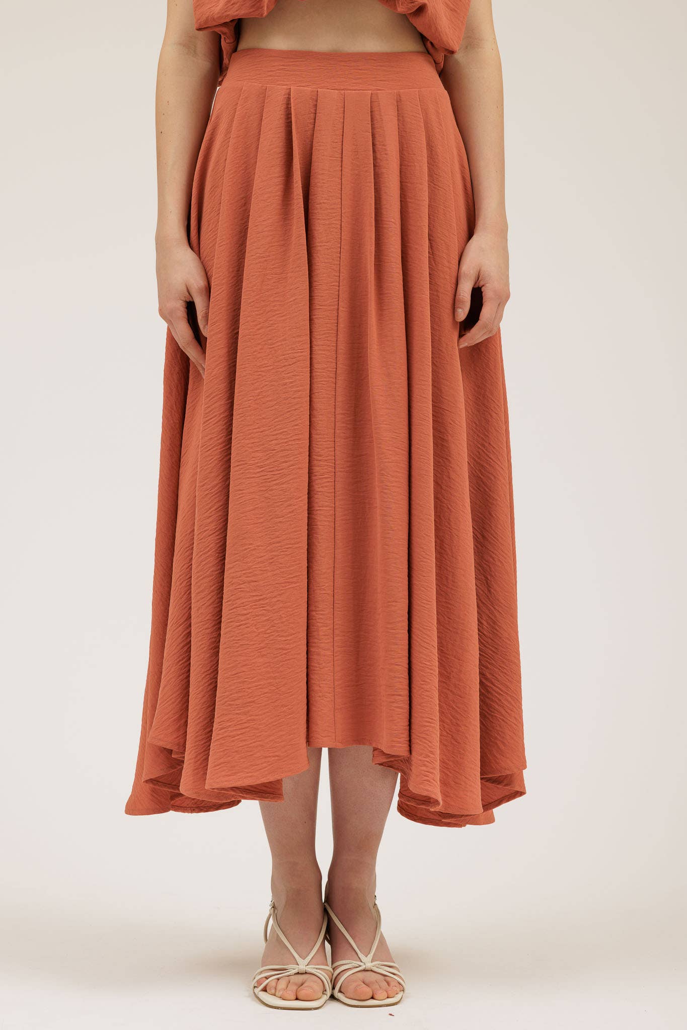 Effortless Elegance Box Pleated Midi Skirt