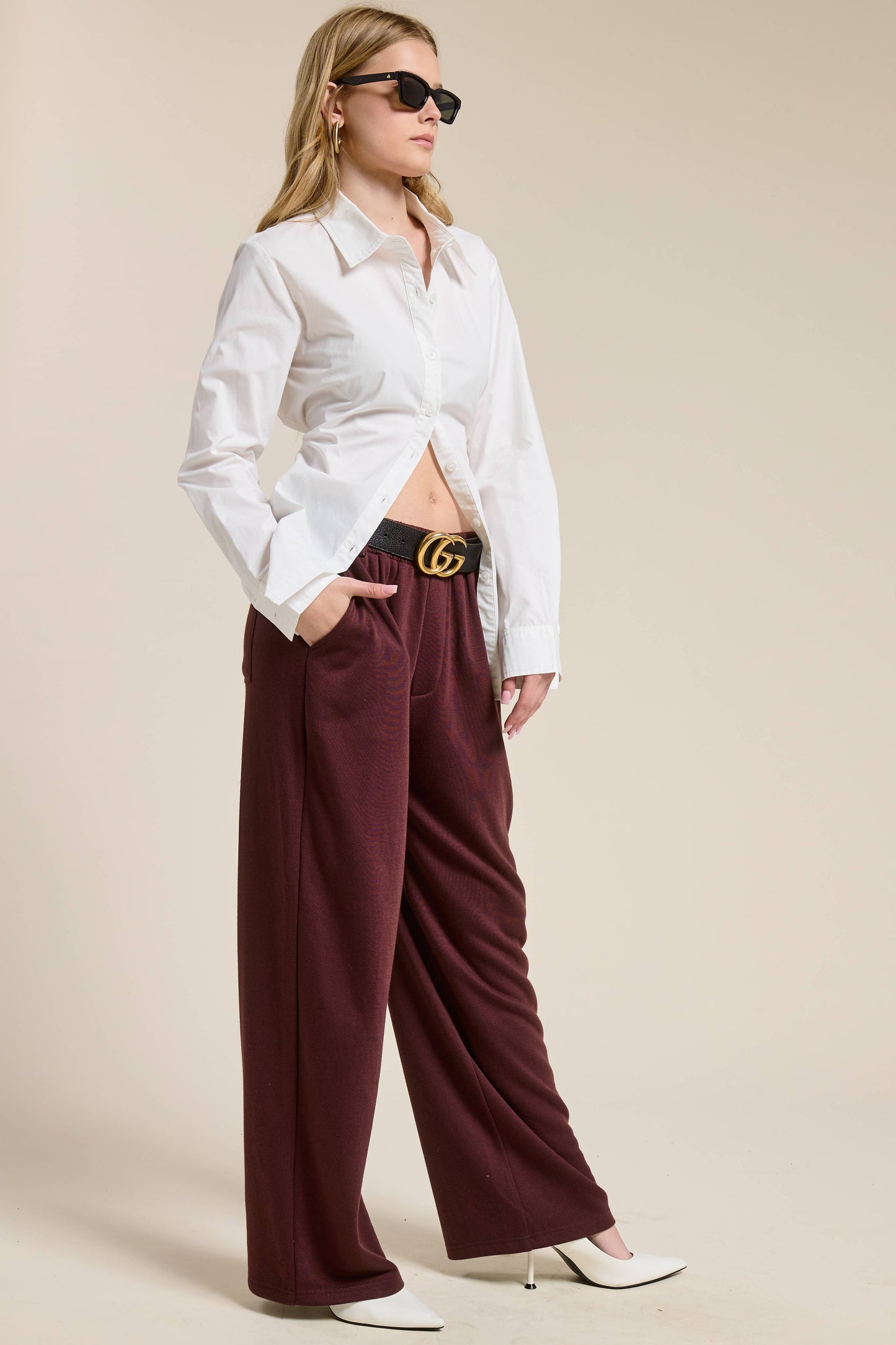 Tailored Wide Leg Knit Sweatpants
