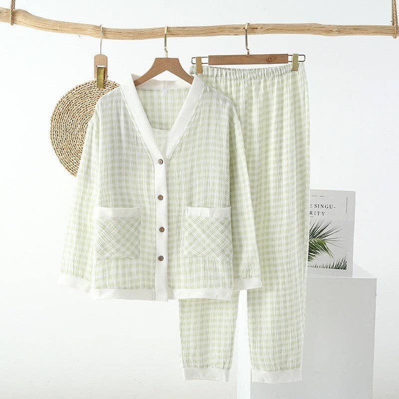 Fruit And Gingham Print Pajama Set