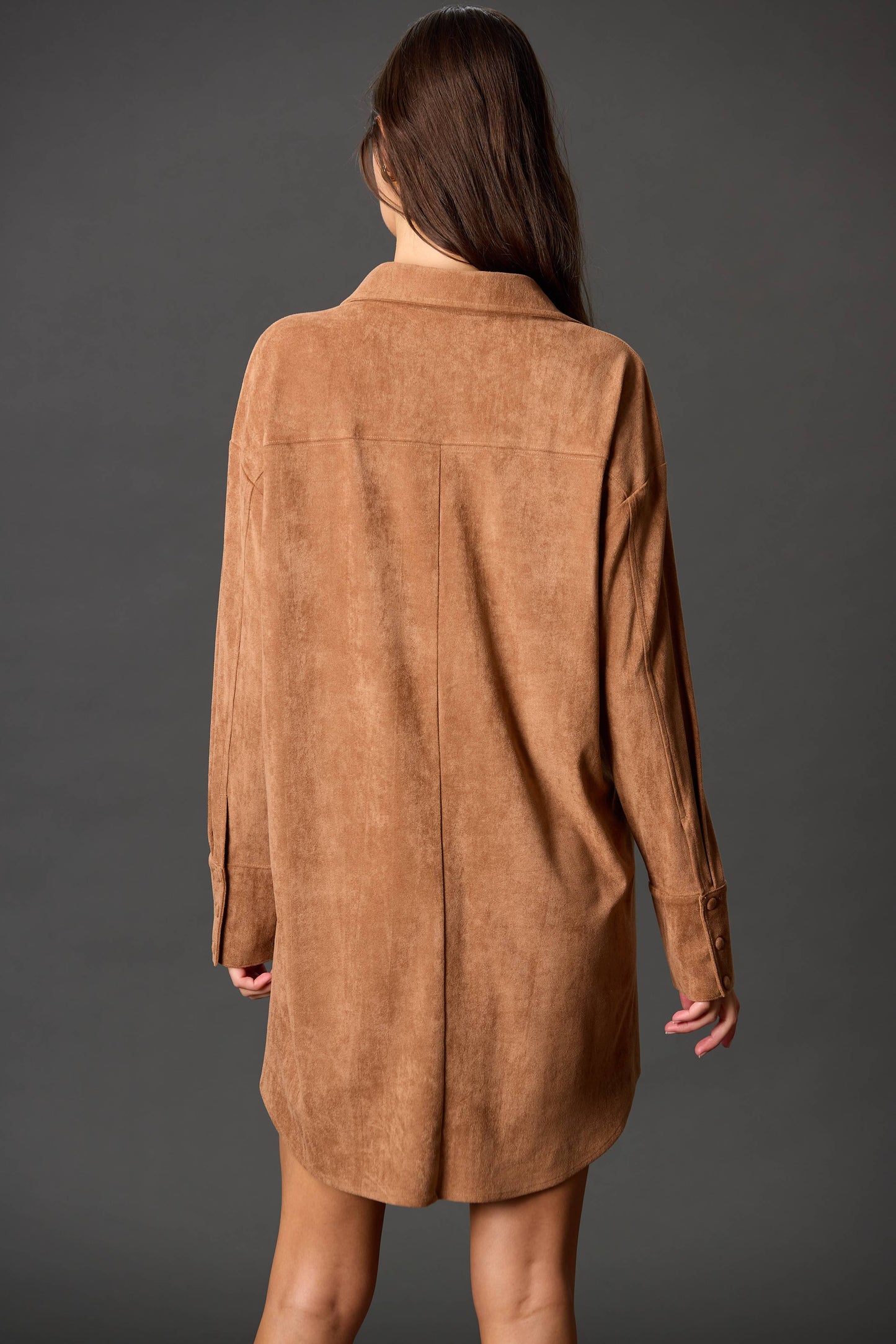 Suede Button Down Mini Dress