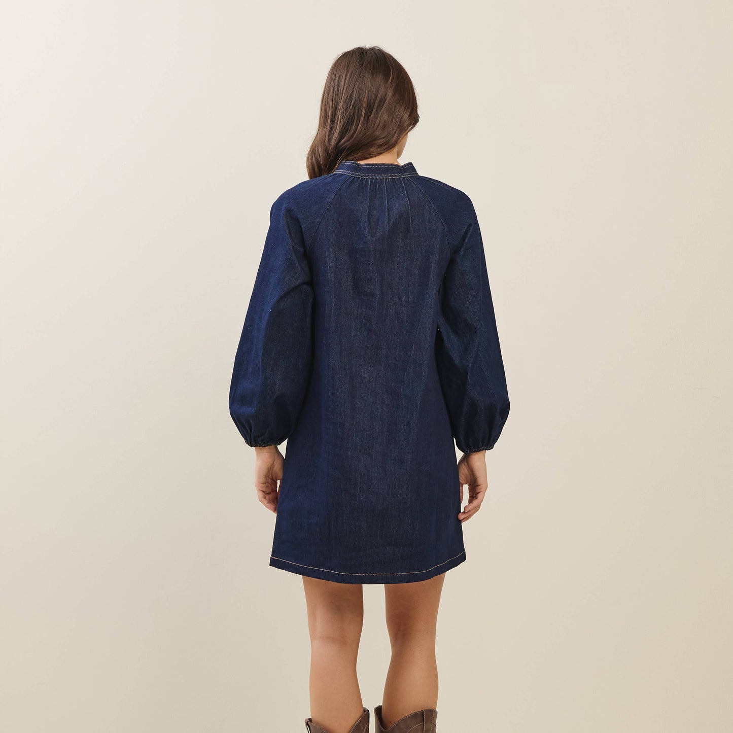 Bow denim mini dress