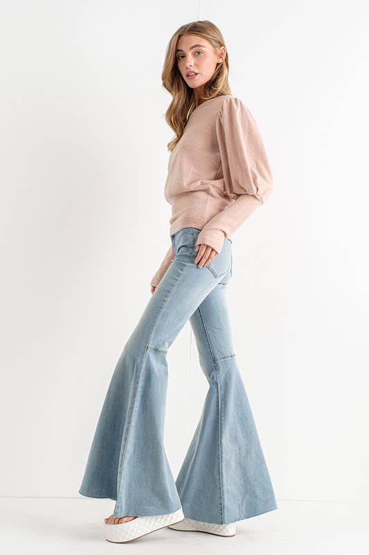 Brushed Puff Sleeve Top