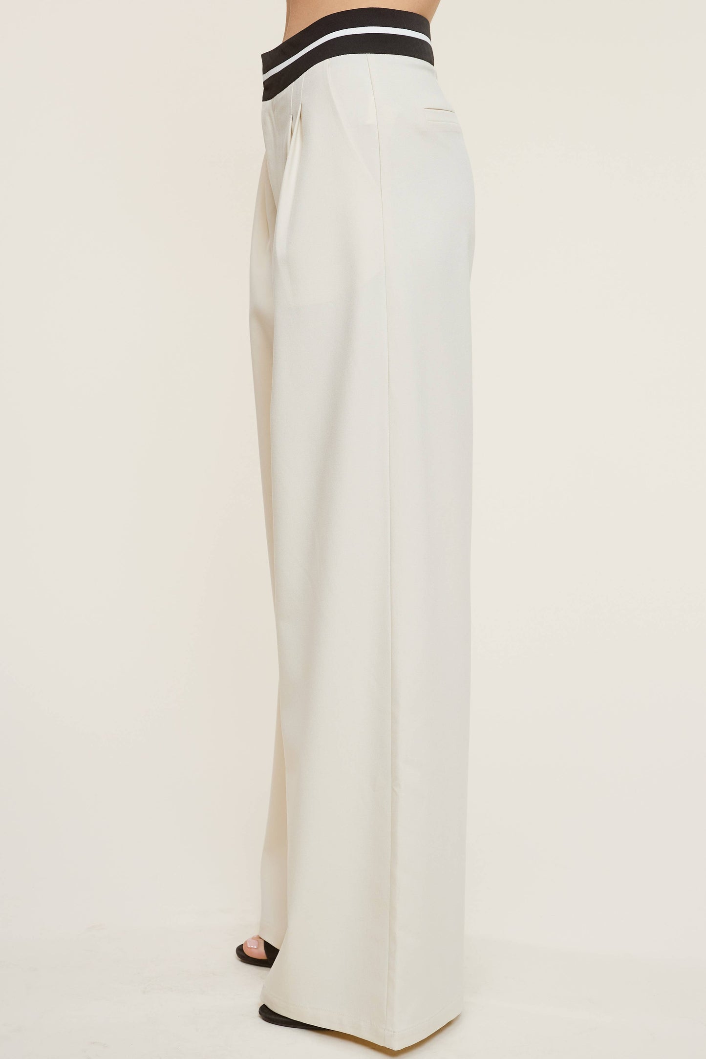 Trouser Pants with Contrast Striped Waistband