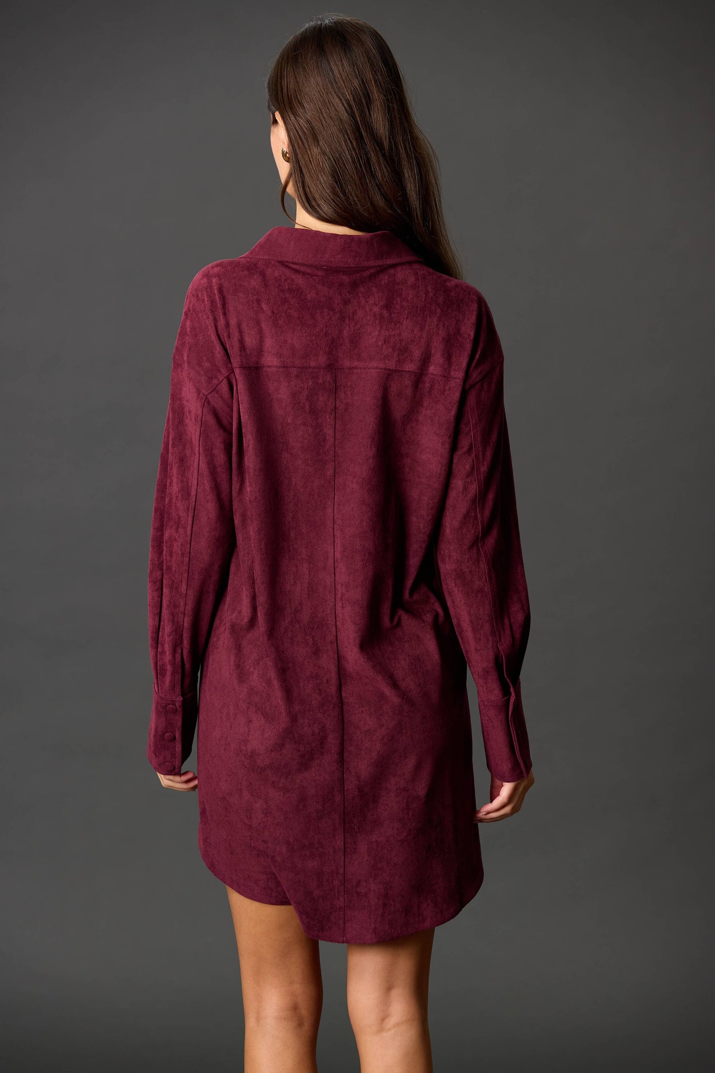 Suede Button Down Mini Dress