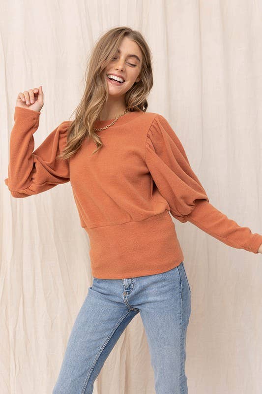 Brushed Puff Sleeve Top