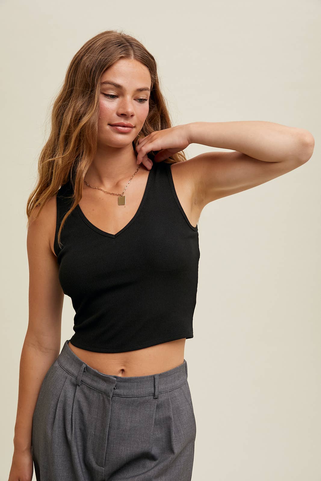 RIBBED PADDED BRA TANK TOP