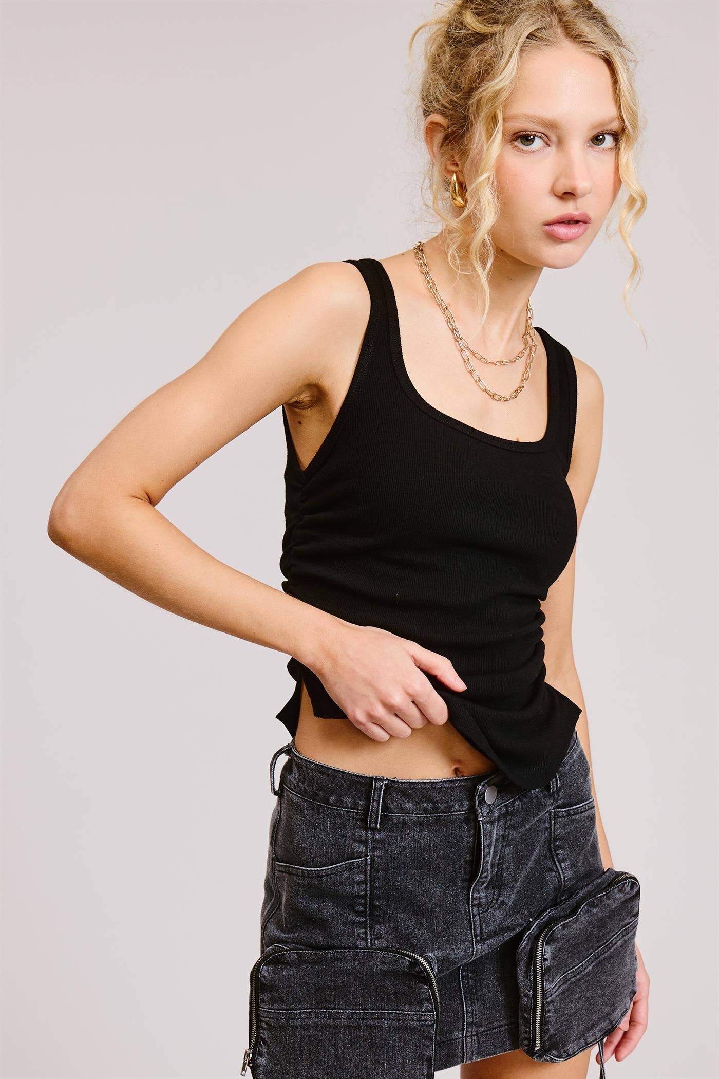 Ruched Ribbed Tank Top