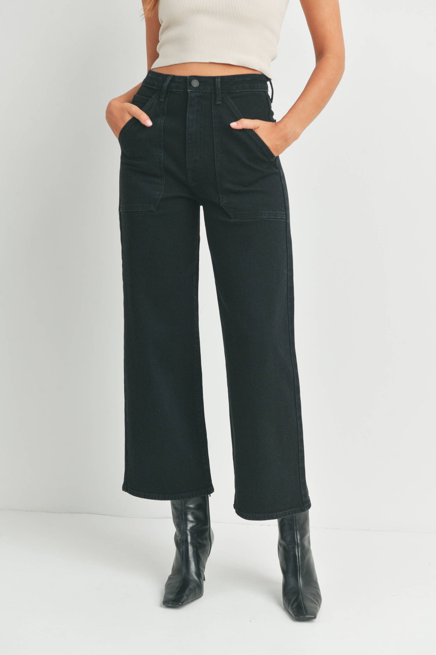 Black Cargo Wide Leg