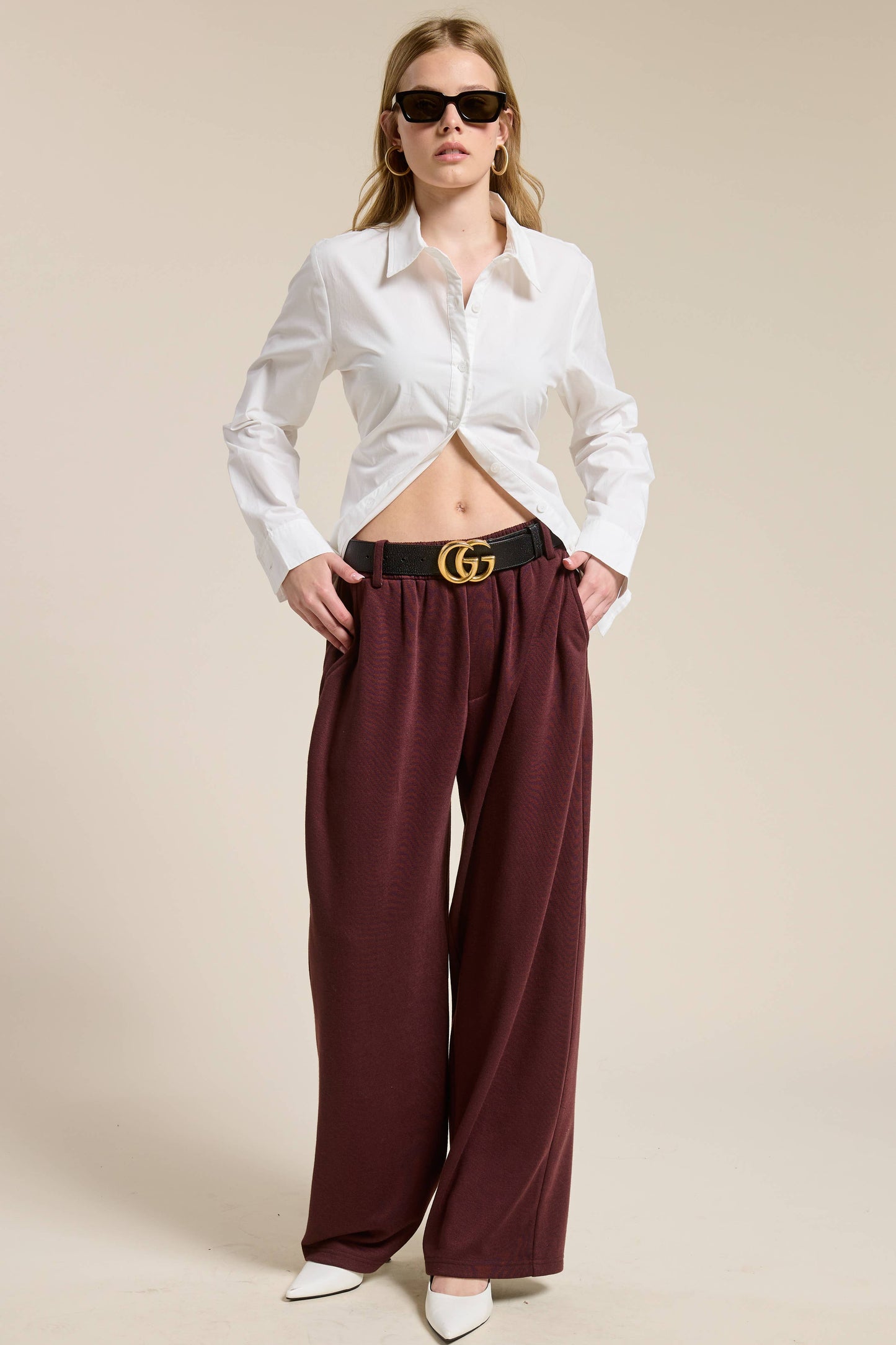 Tailored Wide Leg Knit Sweatpants