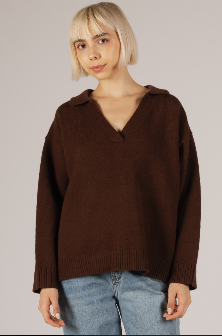 Oversized Split Collar Sweater