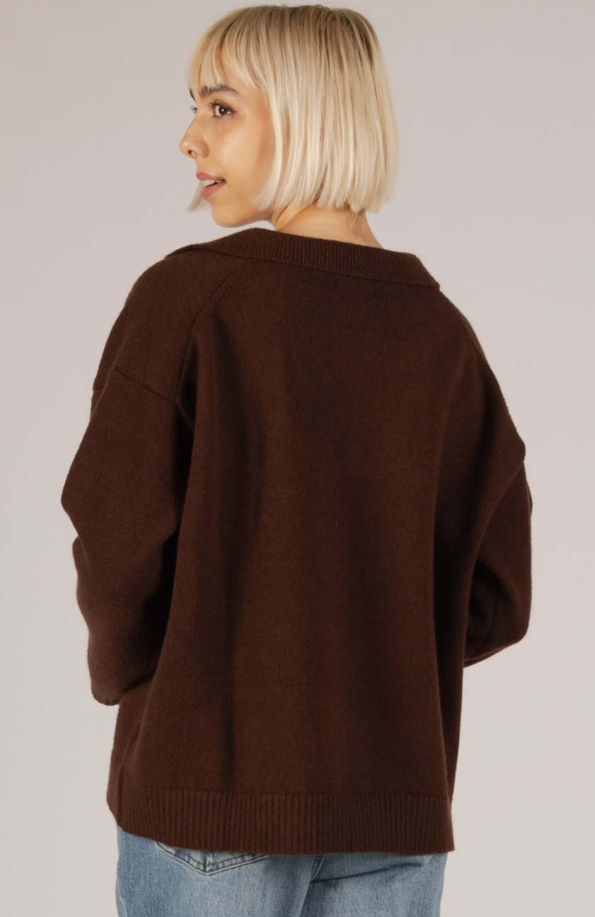 Oversized Split Collar Sweater