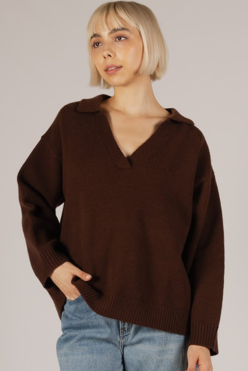 Oversized Split Collar Sweater