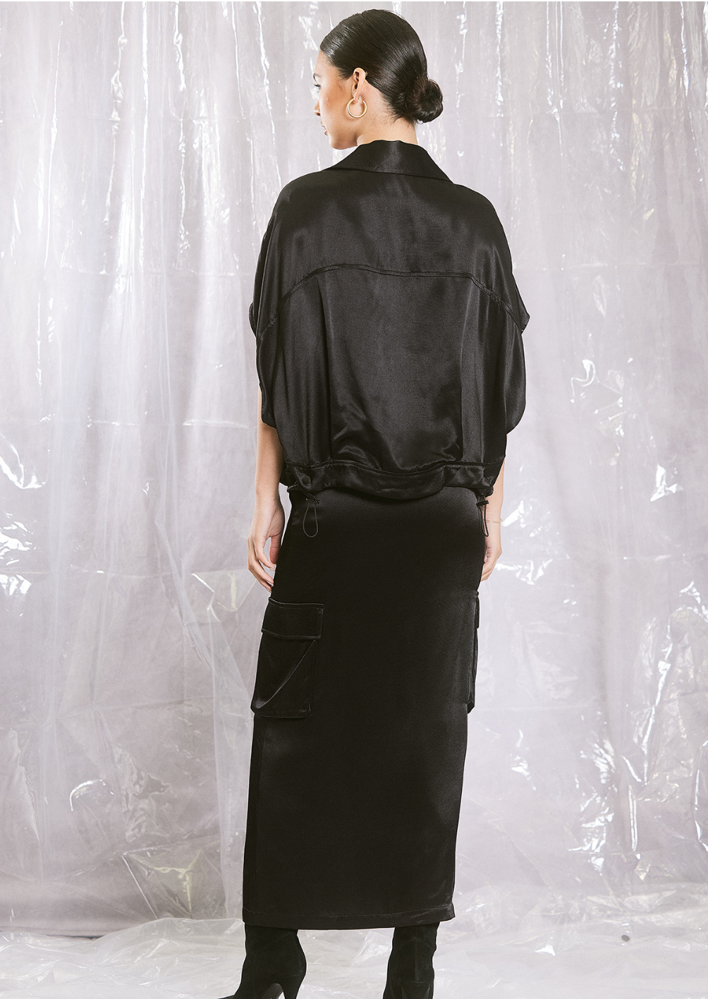Satin Button Down Adjustable Top