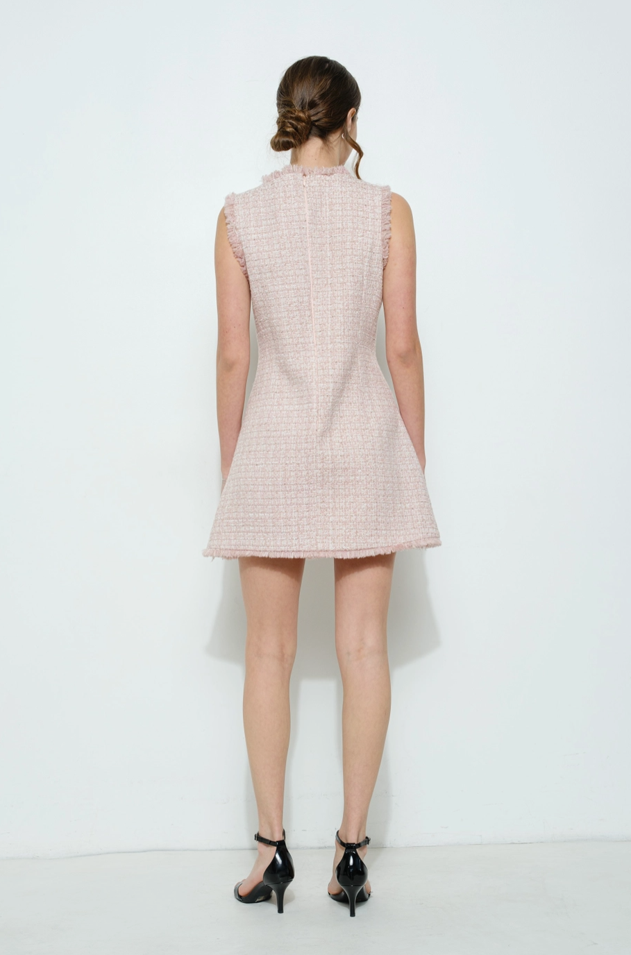Pink Tweed Shift Mini Dress
