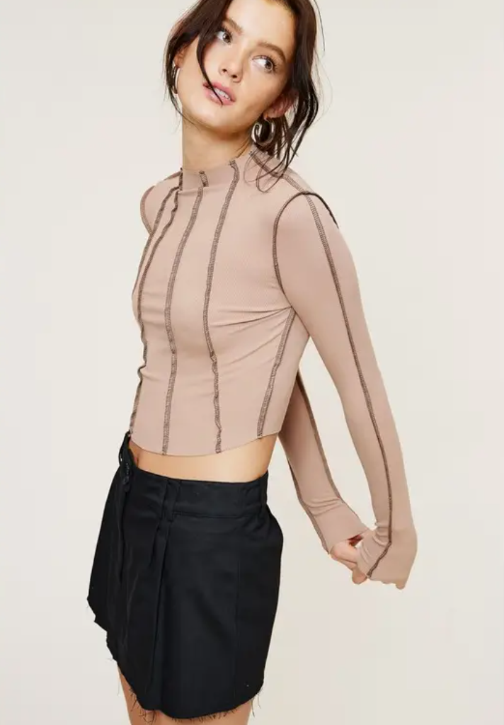 Mock Neck Nude Top