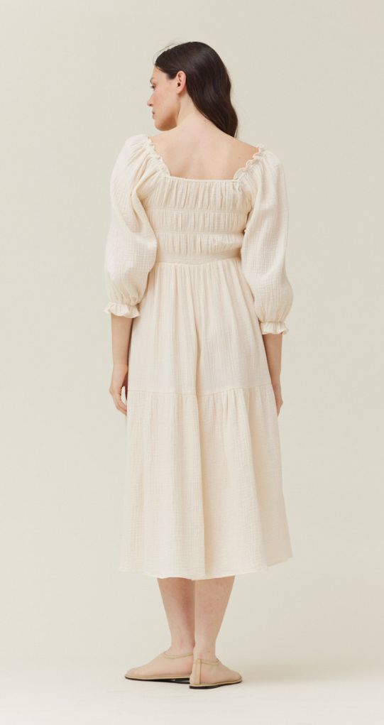 Solid Gauze Midi Dress