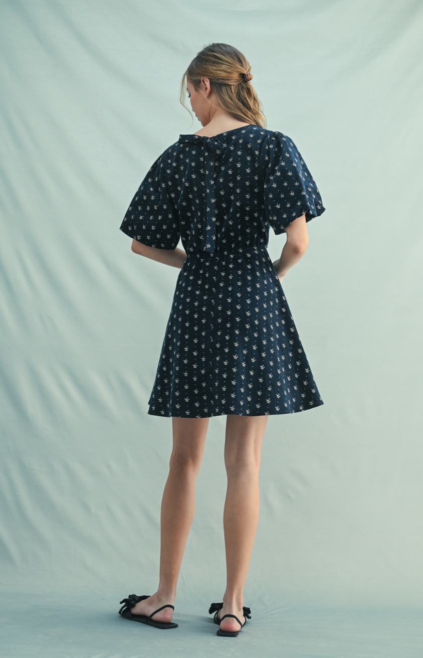 Floral Corduroy Mini Dress