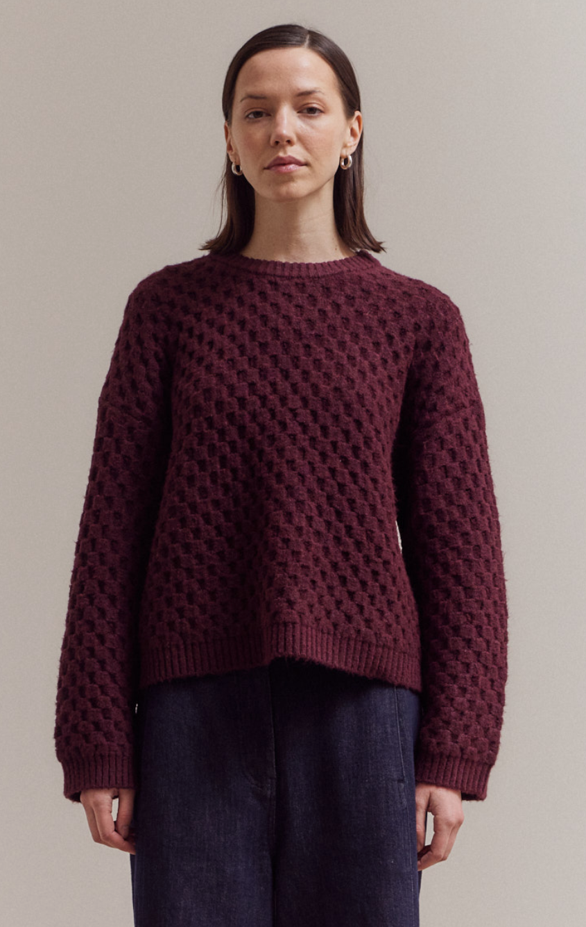 Check Texture Knit Sweater