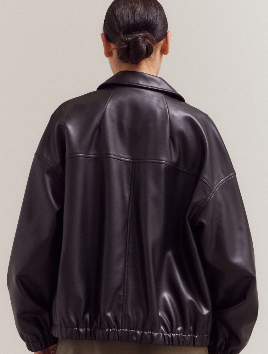 Vegan Leather Bomber Jacket