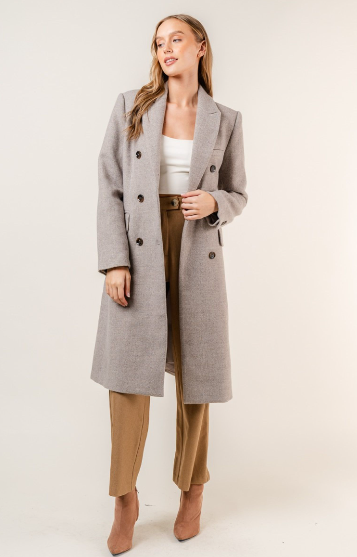 Claire- Double Breasted Longline Coat