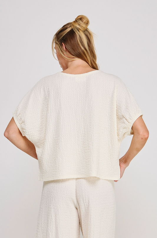 Cream Textured Dolman Top