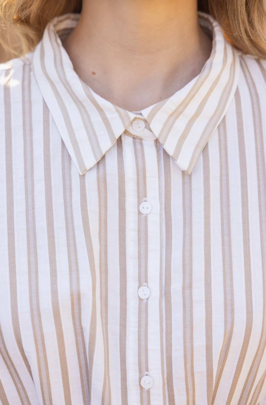 Pleated Waist Striped Mini Flare Shirt Dress