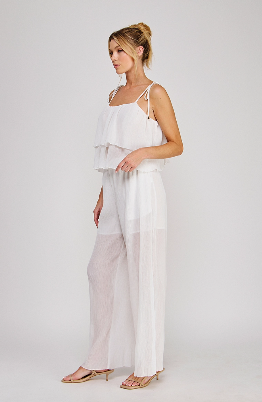 Pleated Wide-Leg Woven Pant