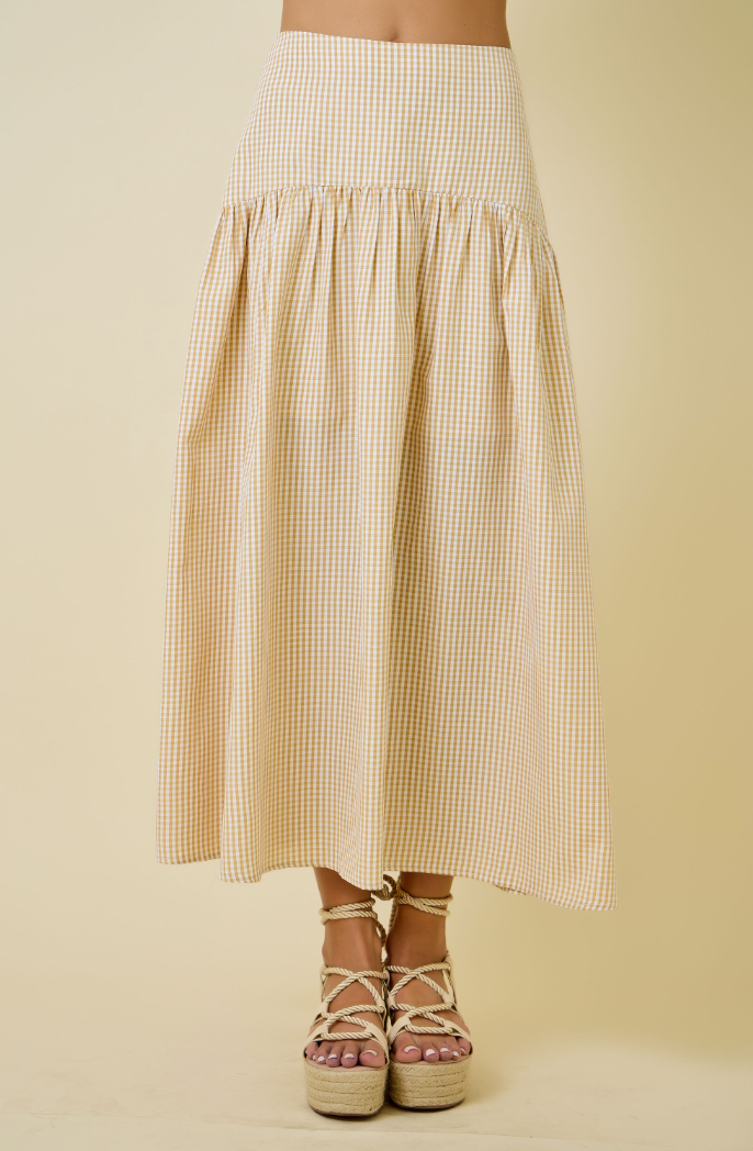 Gingham Flared Maxi Skirt