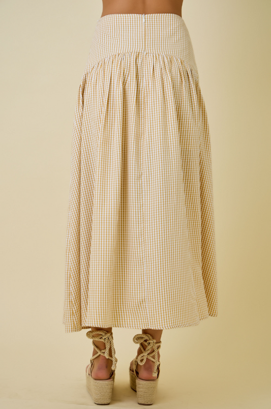 Gingham Flared Maxi Skirt