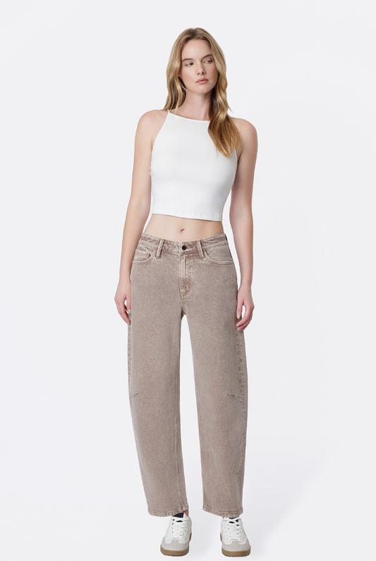 High Rise Crop Barrel Jean