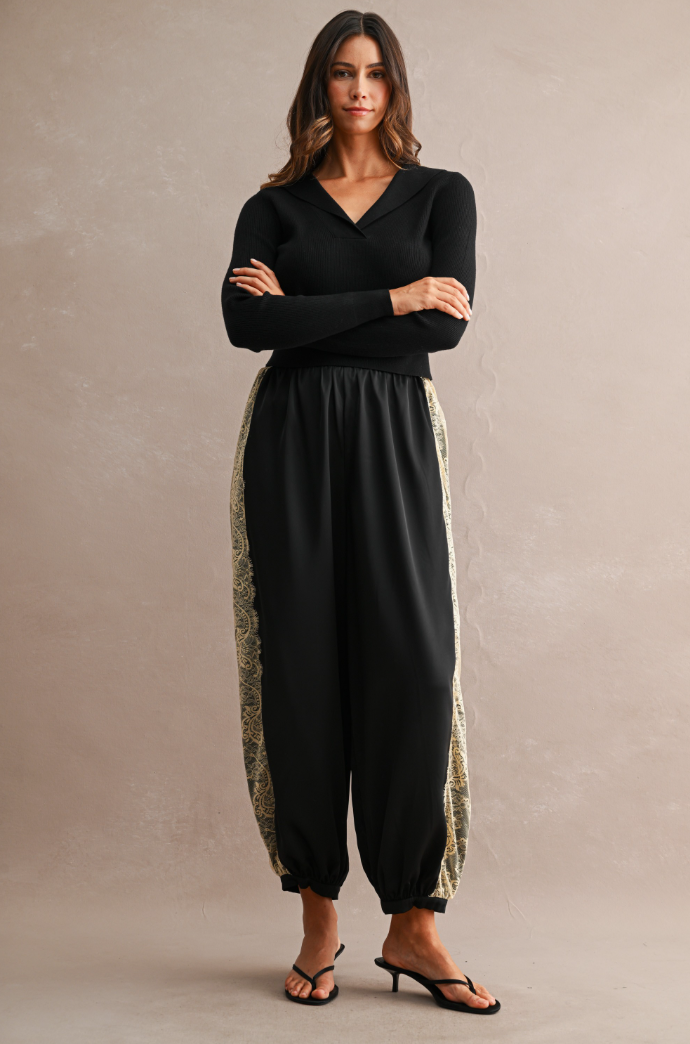 Side Lace Blouson Pant