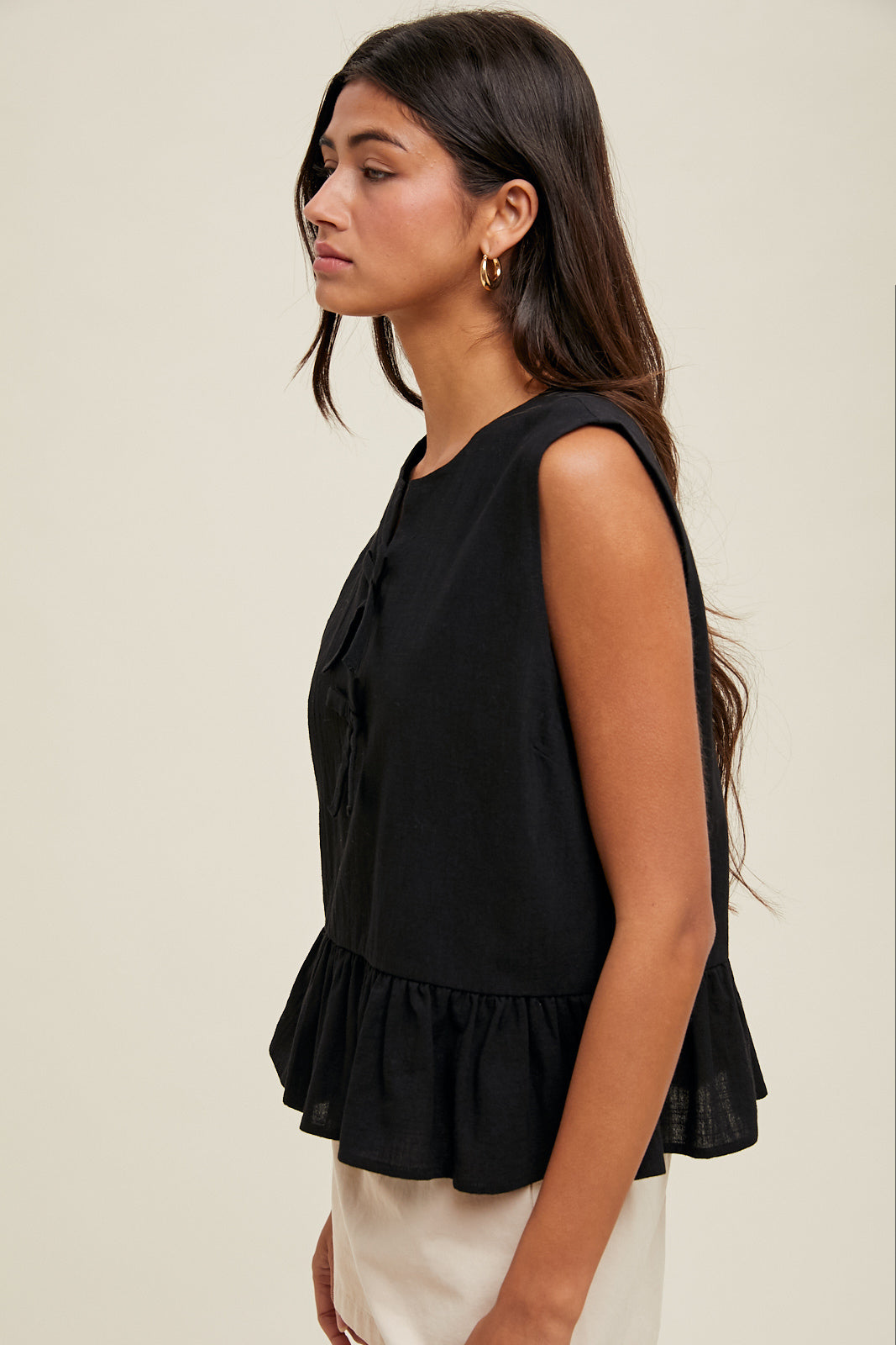 Bow Detail Peplum Top
