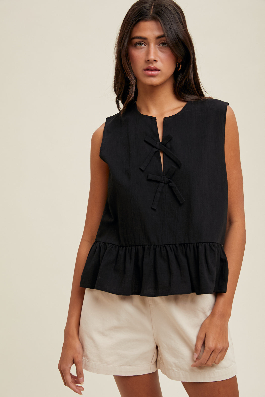 Bow Detail Peplum Top