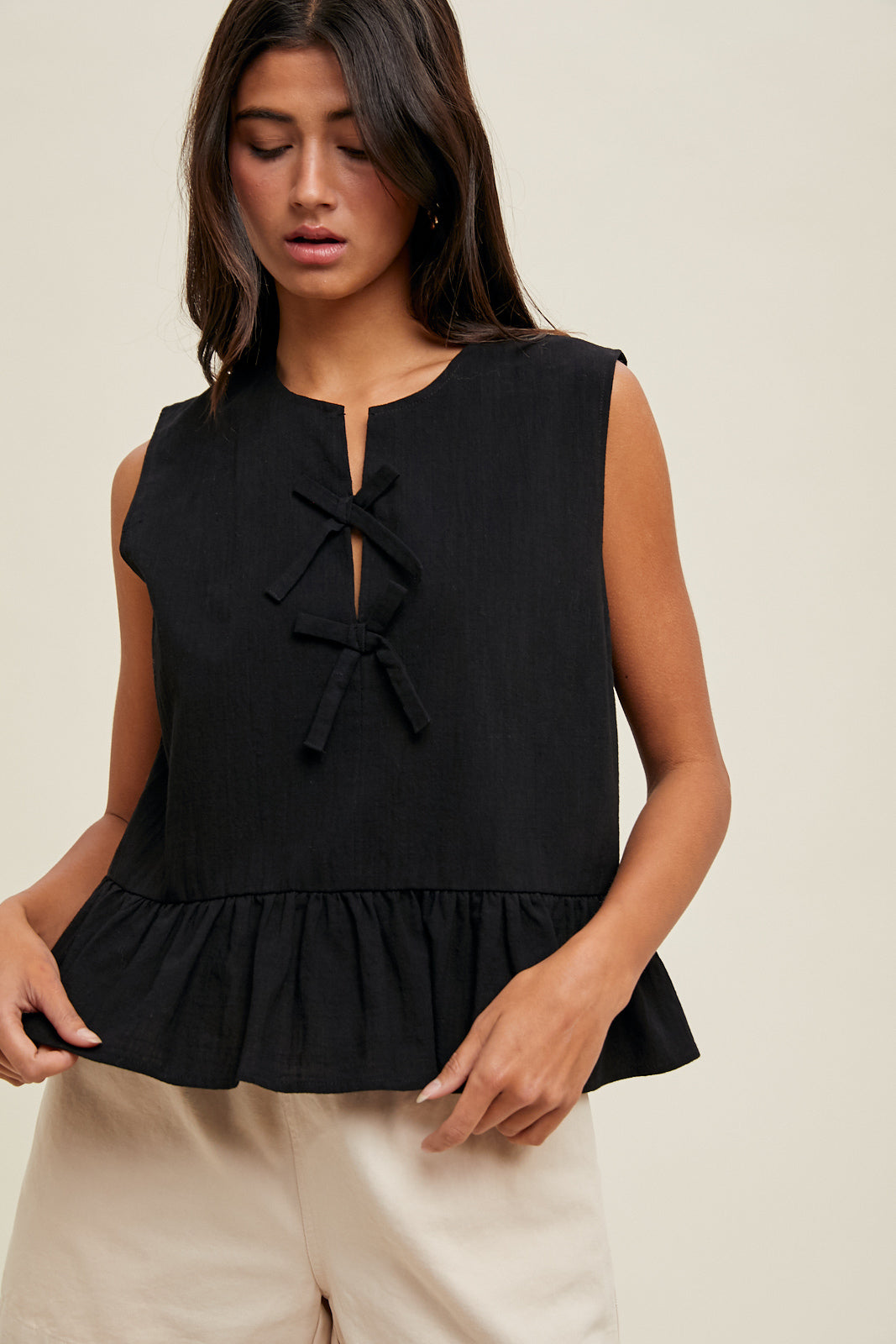 Bow Detail Peplum Top