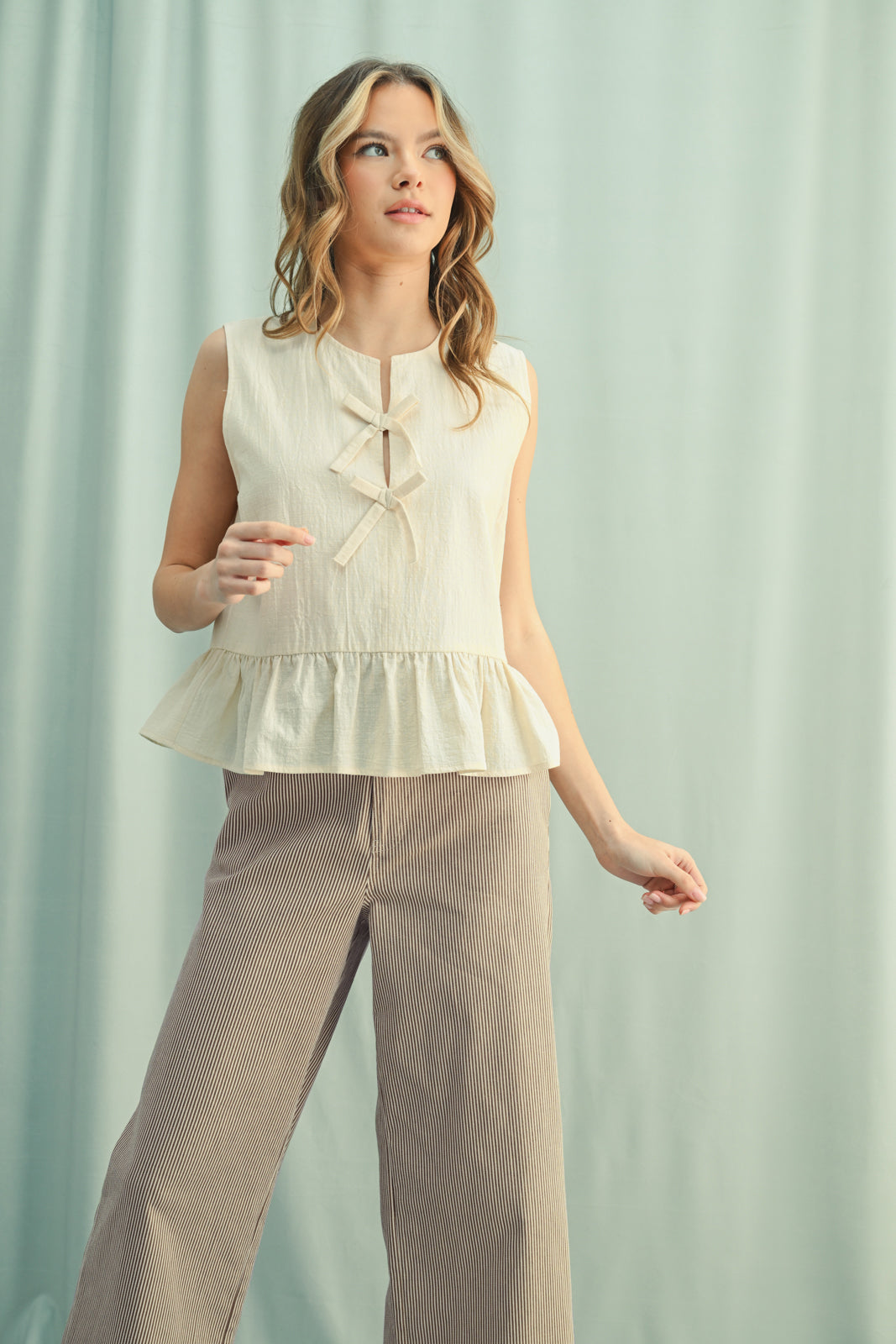 Bow Detail Peplum Top