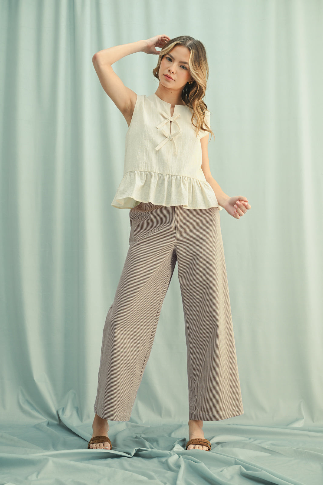 Bow Detail Peplum Top