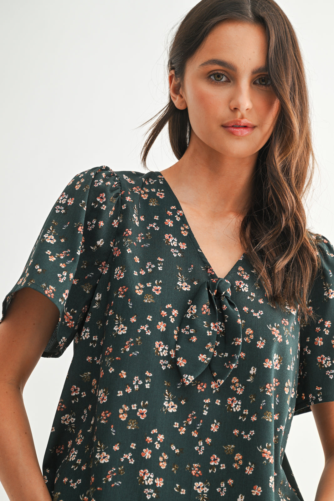 Floral Tie Front Blouse