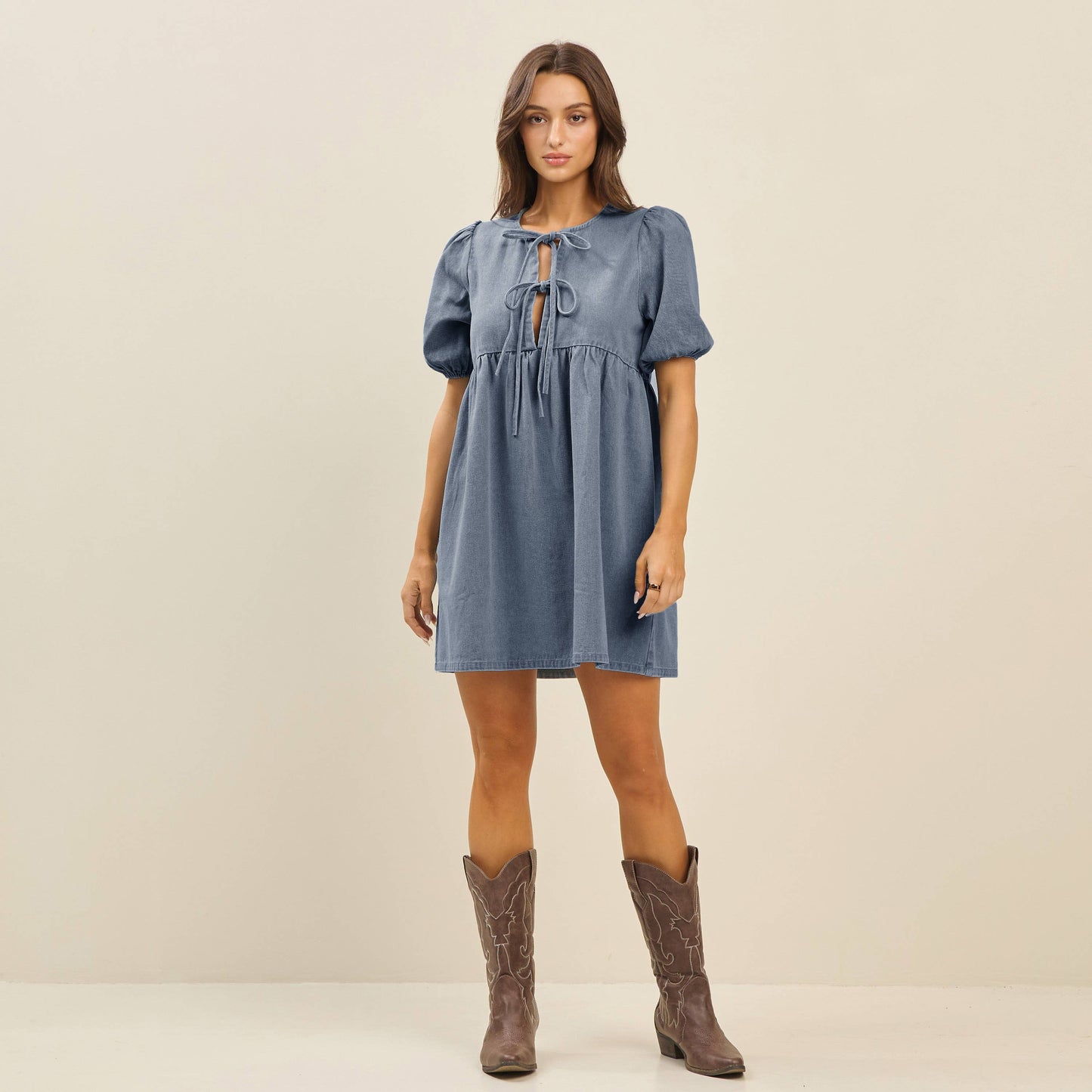 Denim babydoll dress